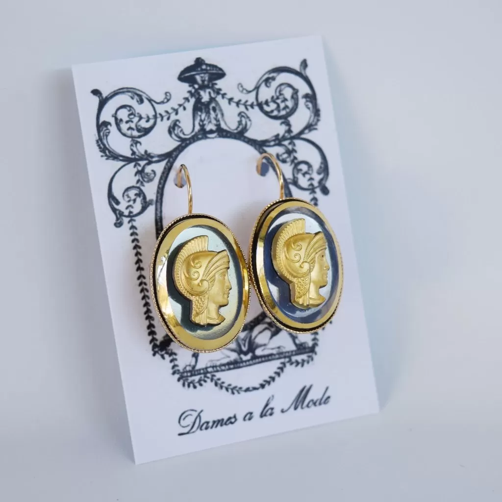 Gold Cameo Warrior Earrings