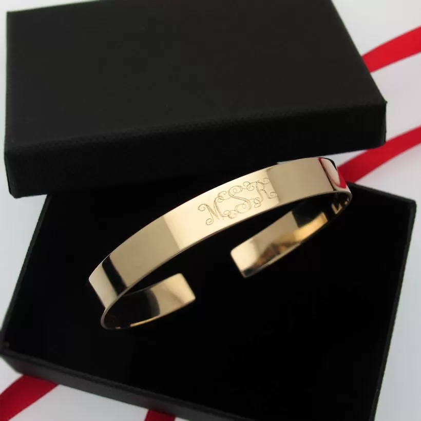 Gold Cuff Bracelet with Secret Message