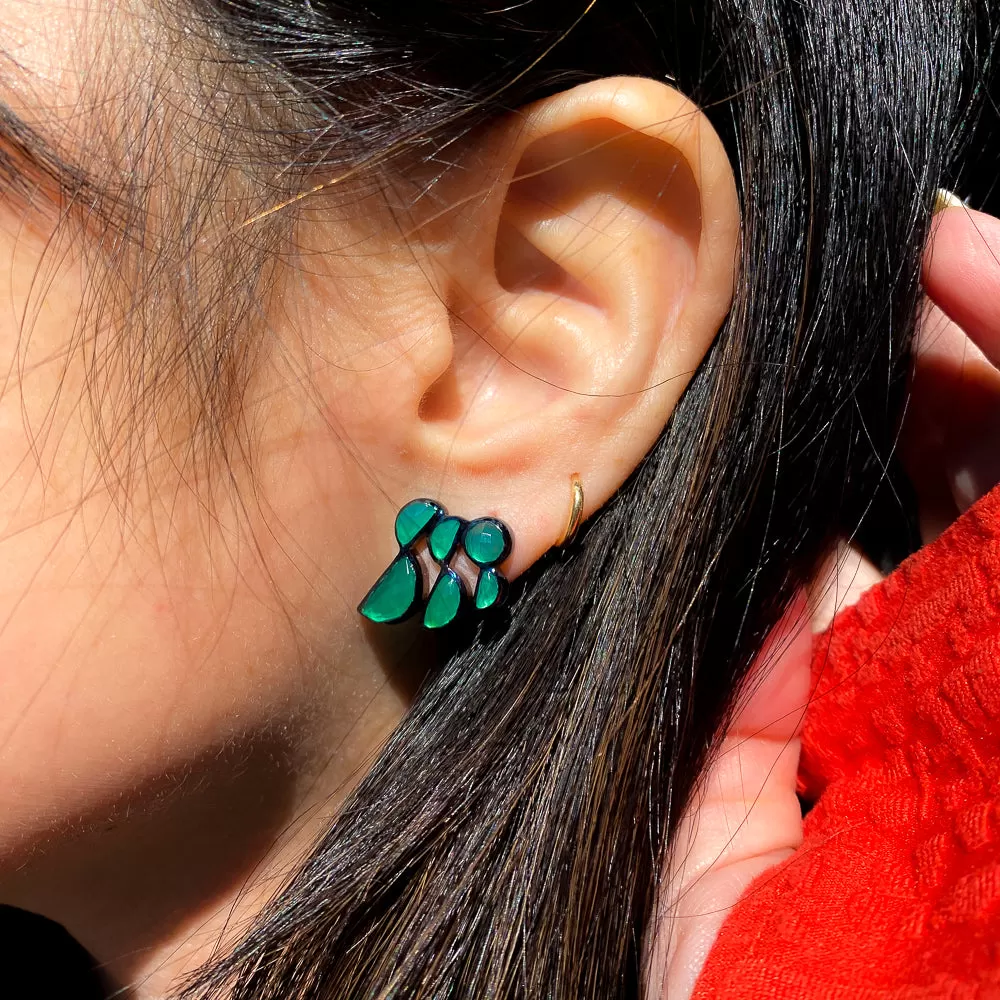 Green Onyx Prawn Earrings