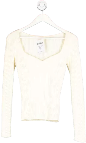 H&M Cream Rib Knit Jumper UK M