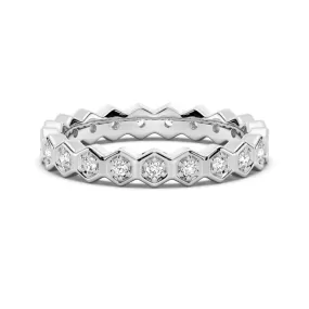 Hexagonal Moissanite Eternity Band