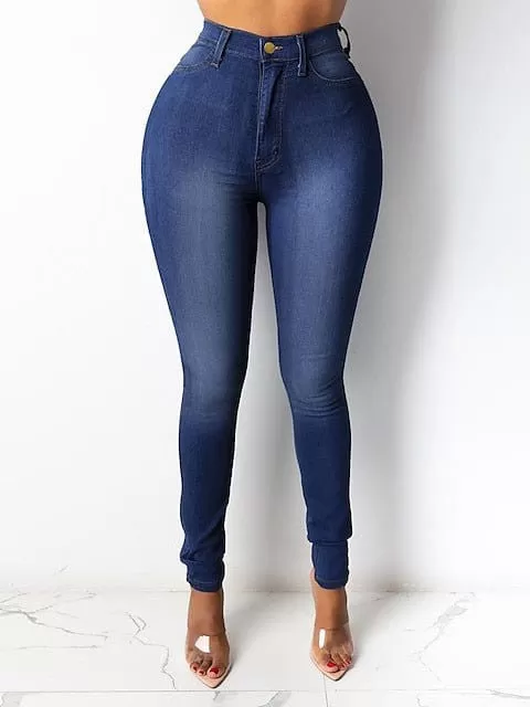 High Waisted Fleece-Lined Women's Denim Jeans with Classic Regular Fit in Multiple Colors