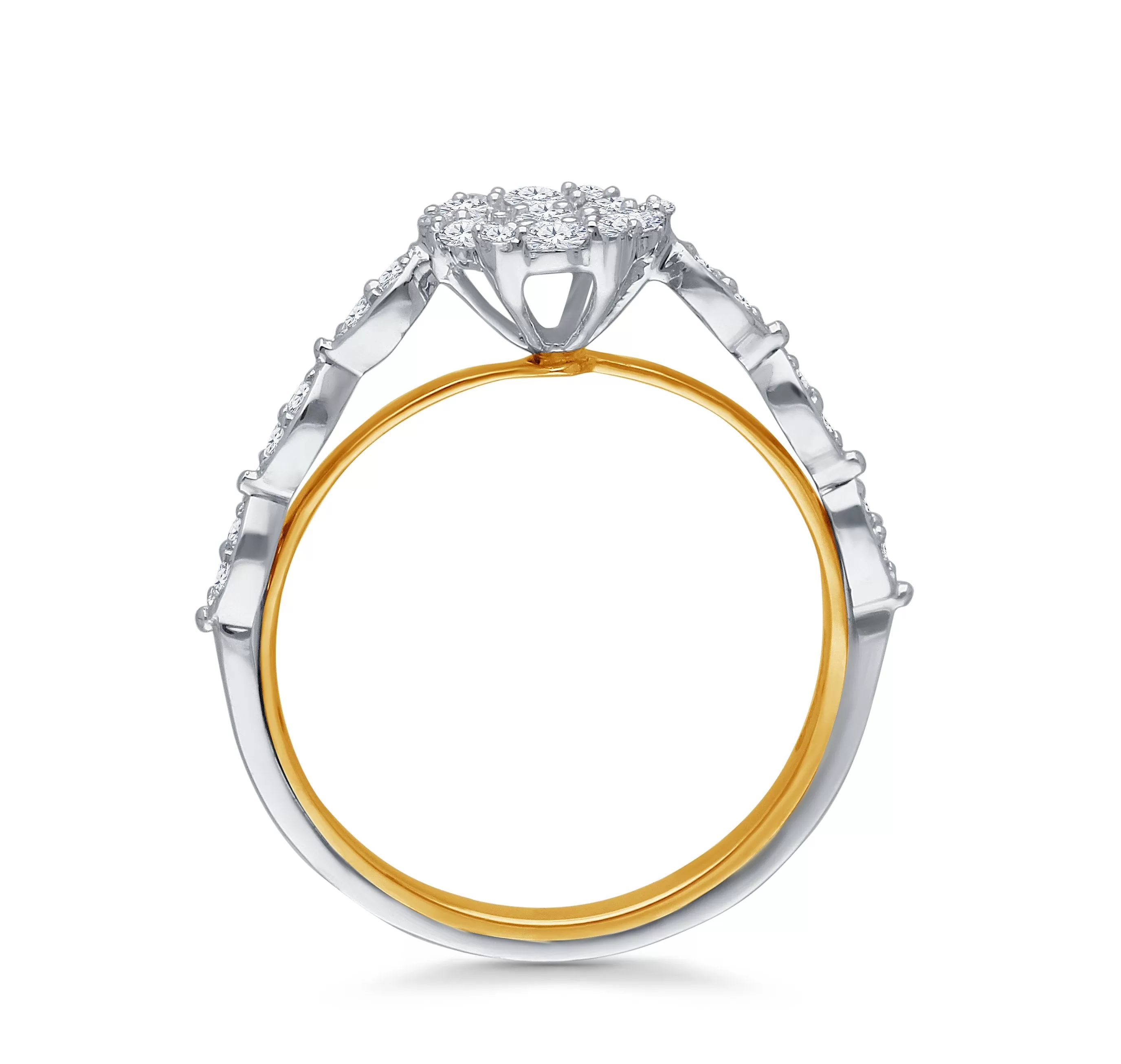 Kallati Eternal Round Cluster Diamond Engagement Ring in 14K Yellow Gold