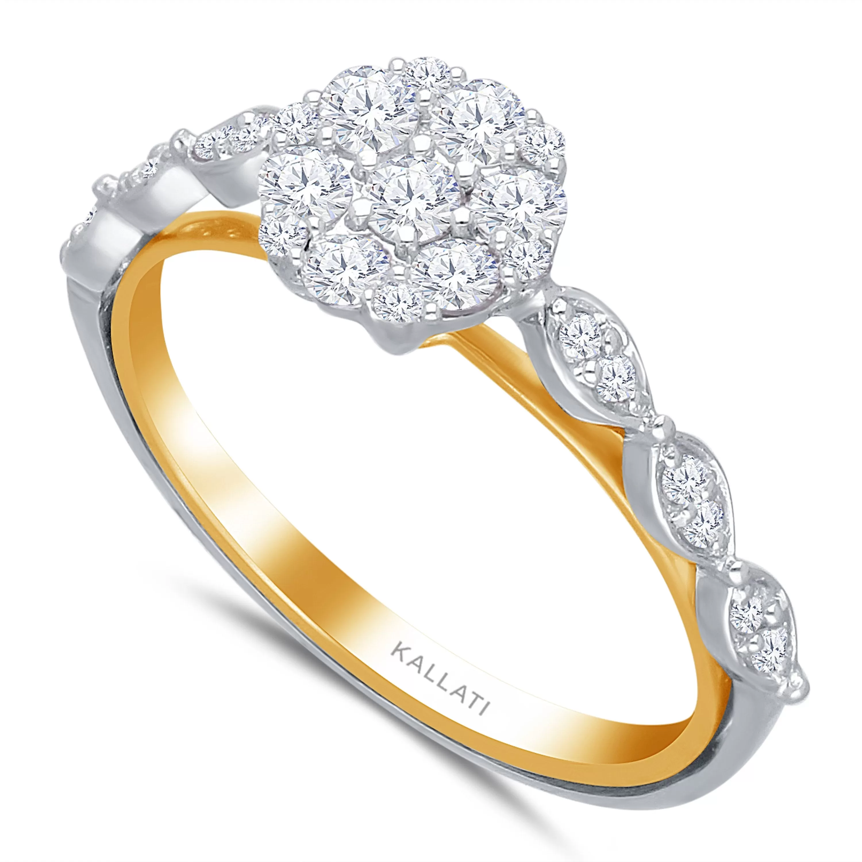 Kallati Eternal Round Cluster Diamond Engagement Ring in 14K Yellow Gold