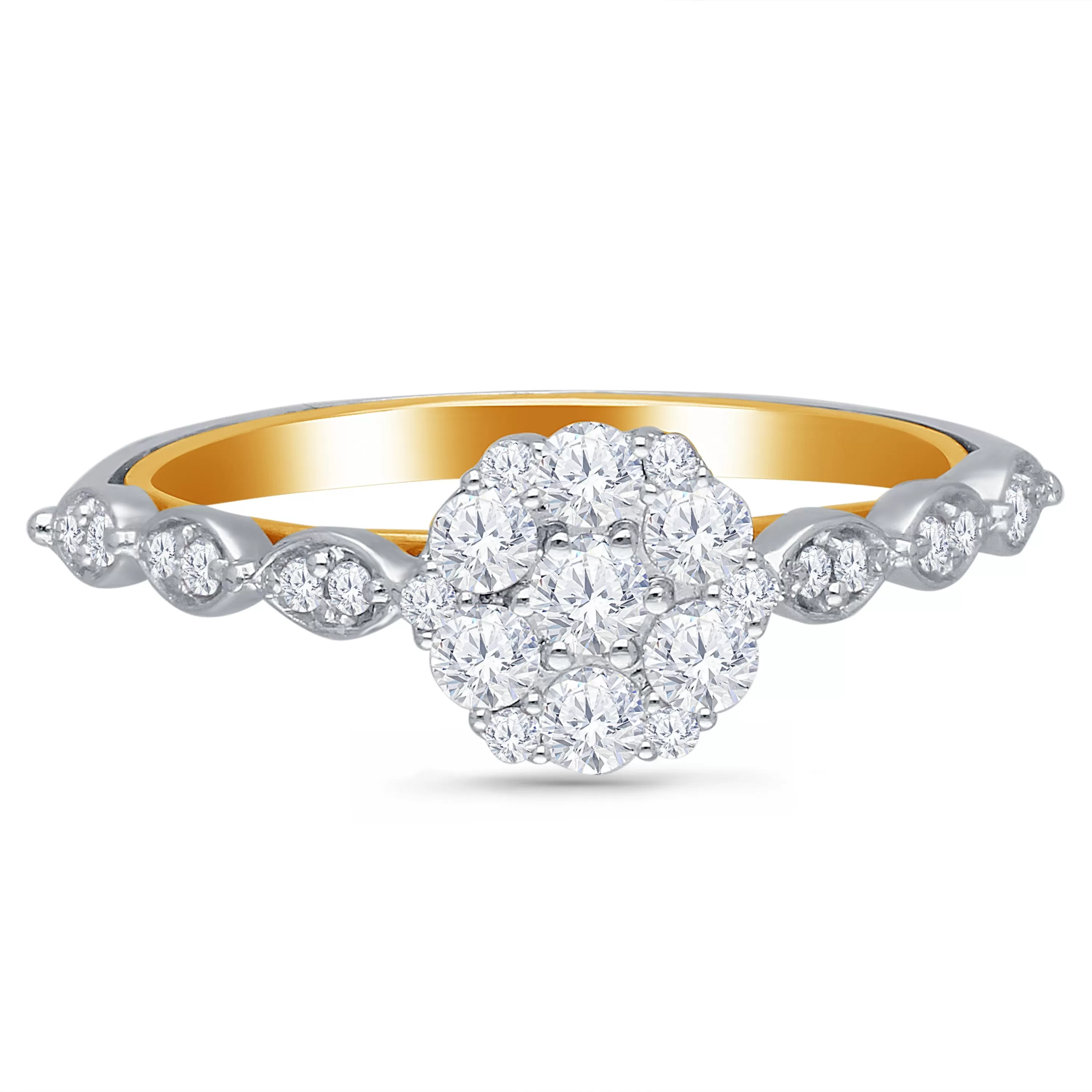 Kallati Eternal Round Cluster Diamond Engagement Ring in 14K Yellow Gold