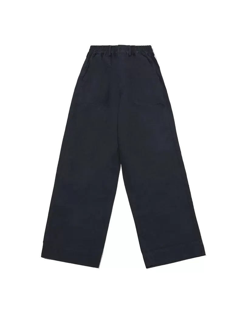 Kappy One Tuck Wide Fatigue Pants Navy