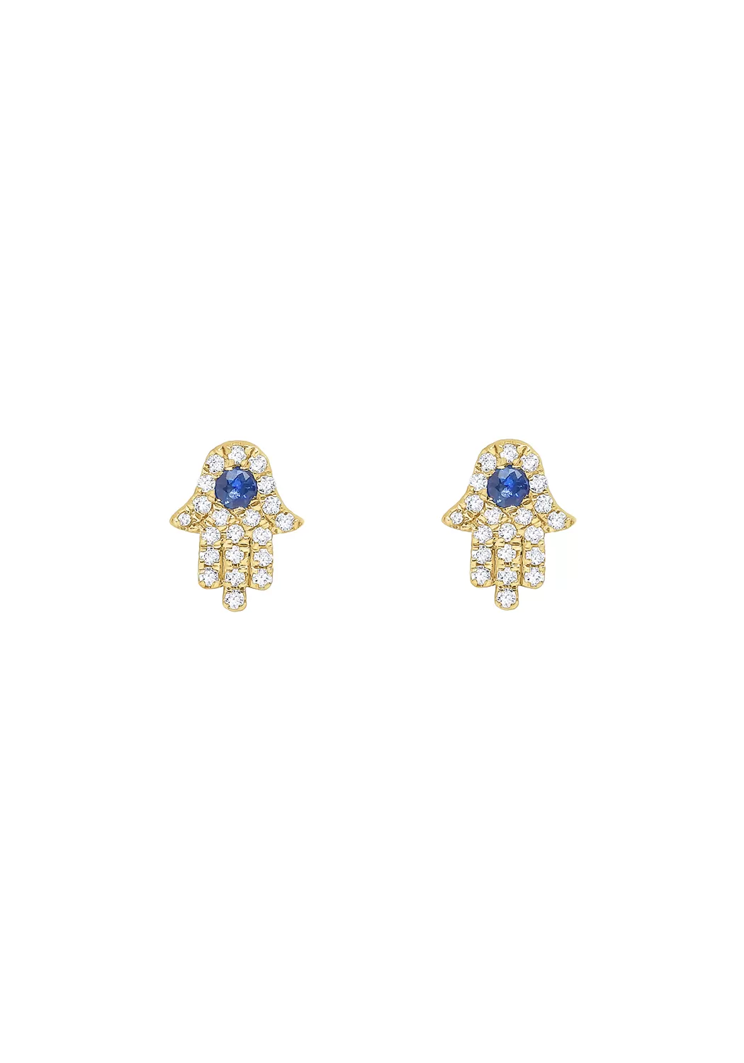 KC Designs 14KYG Diamond & Sapphire Mini Hamsa Earrings