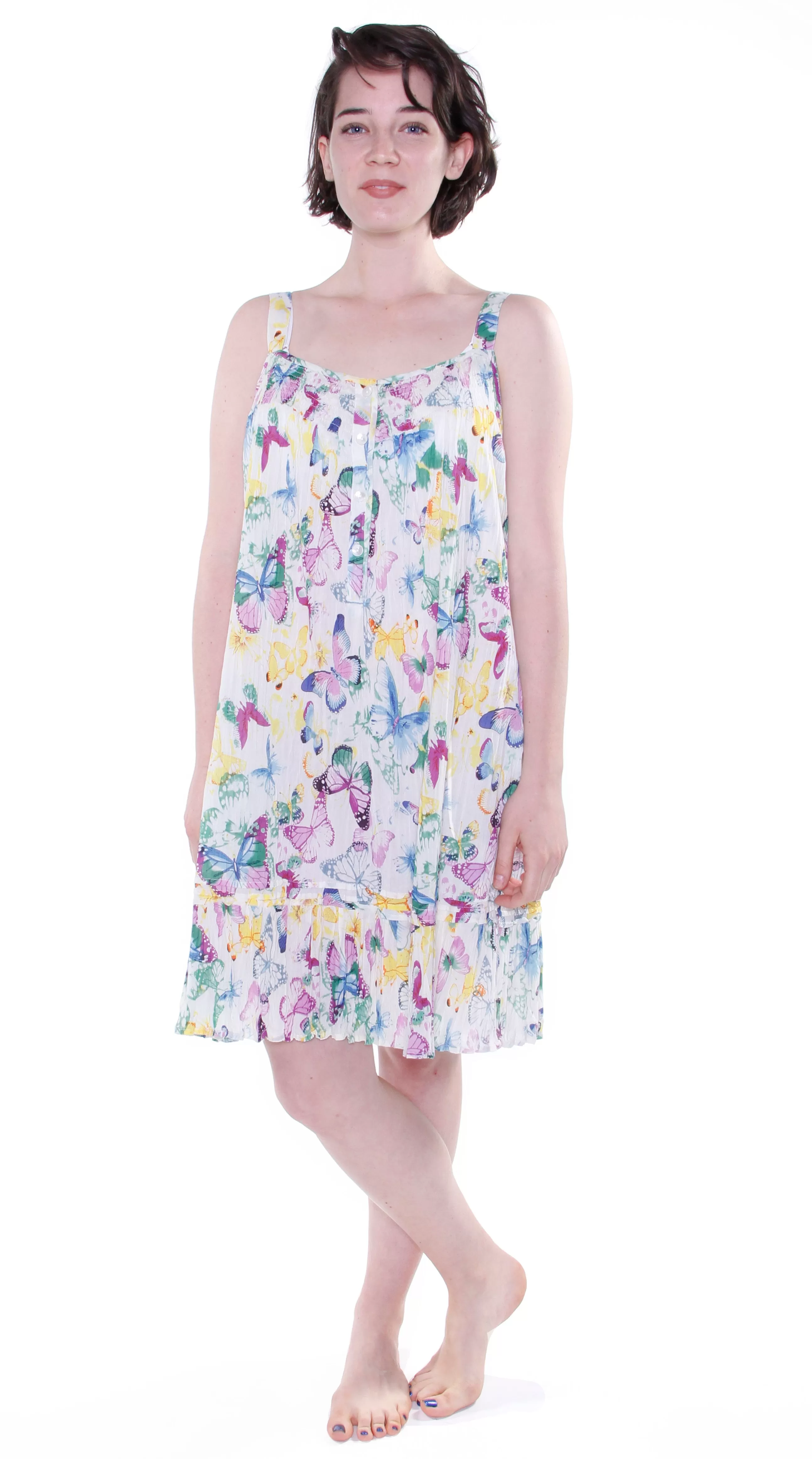 La Cera Butterfly Garden Print Chemise