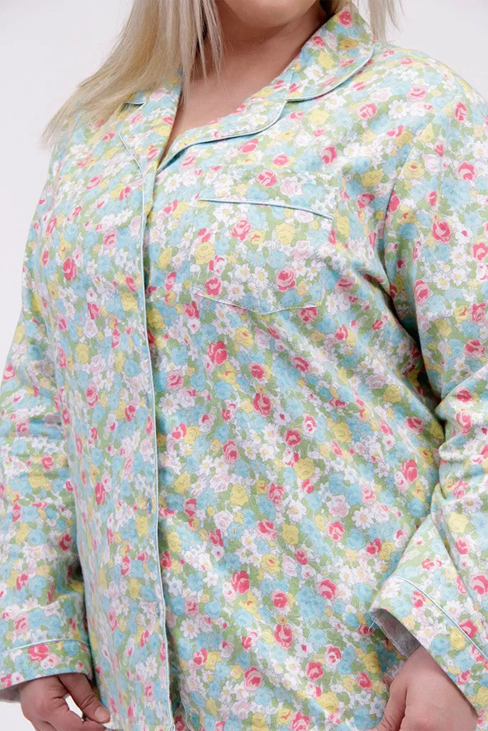 La Cera Plus Size Floral Flannel PJ Set