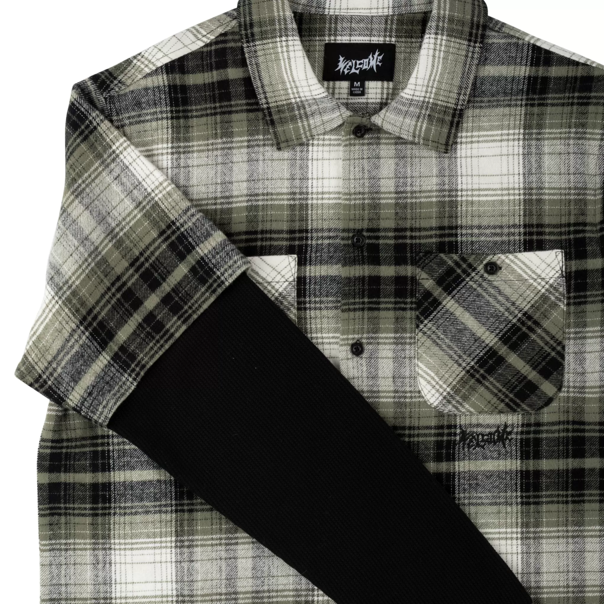 Lair Woven Plaid/Thermal Layered Shirt - Olive