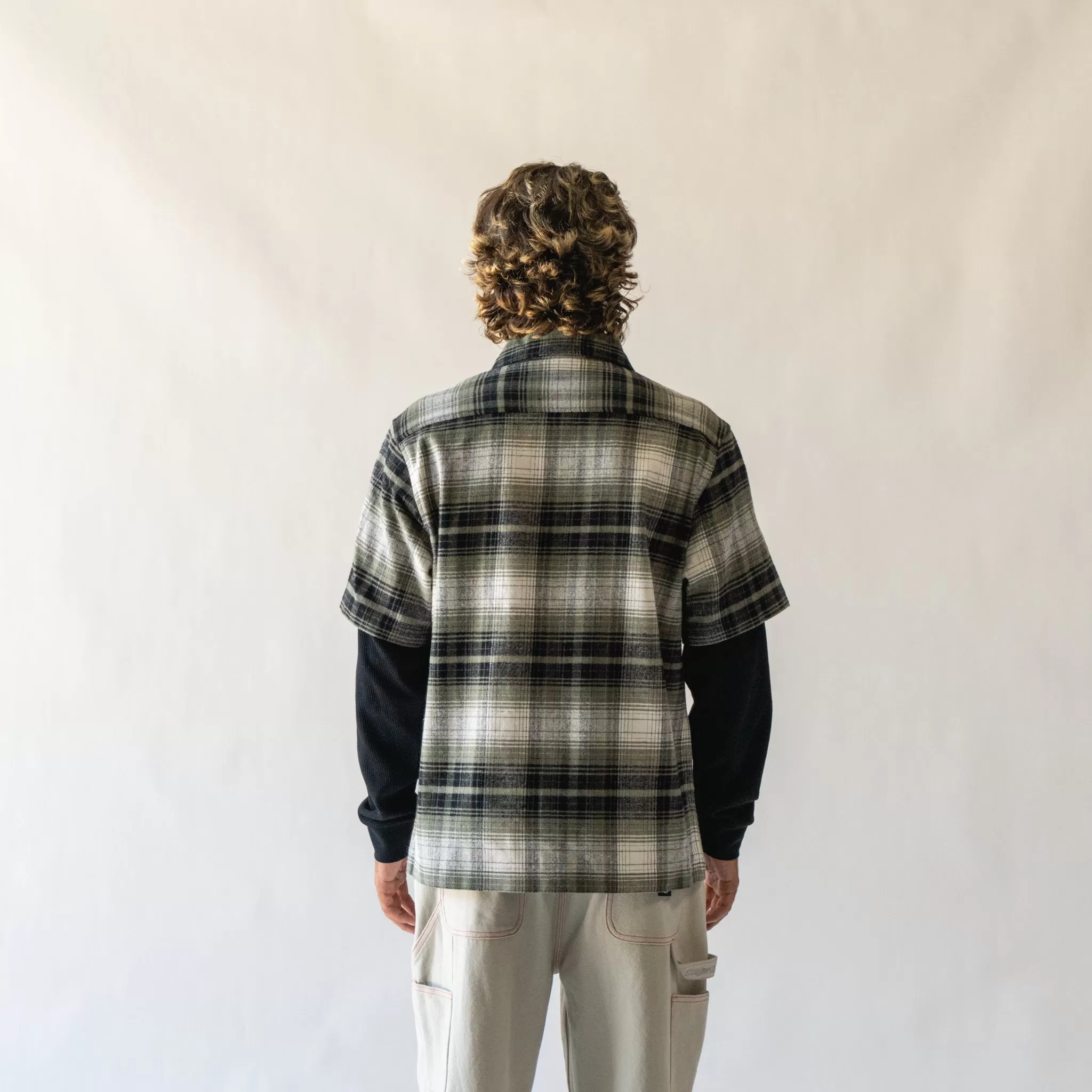 Lair Woven Plaid/Thermal Layered Shirt - Olive