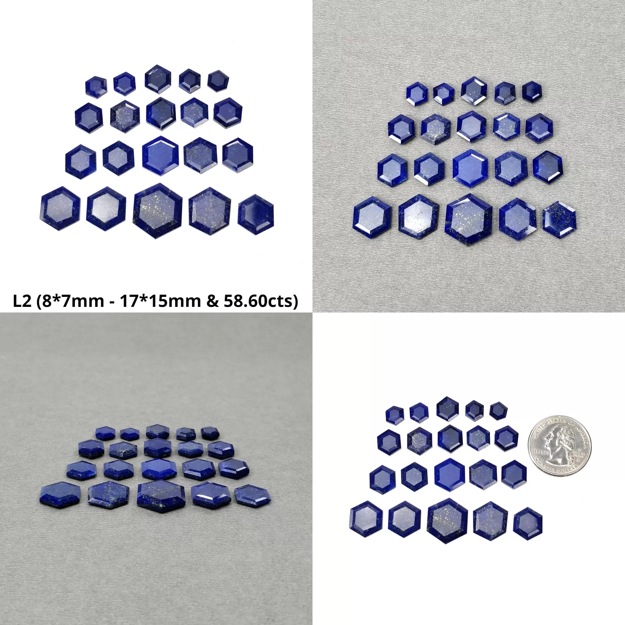 LAPIS LAZULI Gemstone Normal Cut : Natural Untreated Unheated Blue Lapis Hexagon Shape 15pcs & 20pcs lots