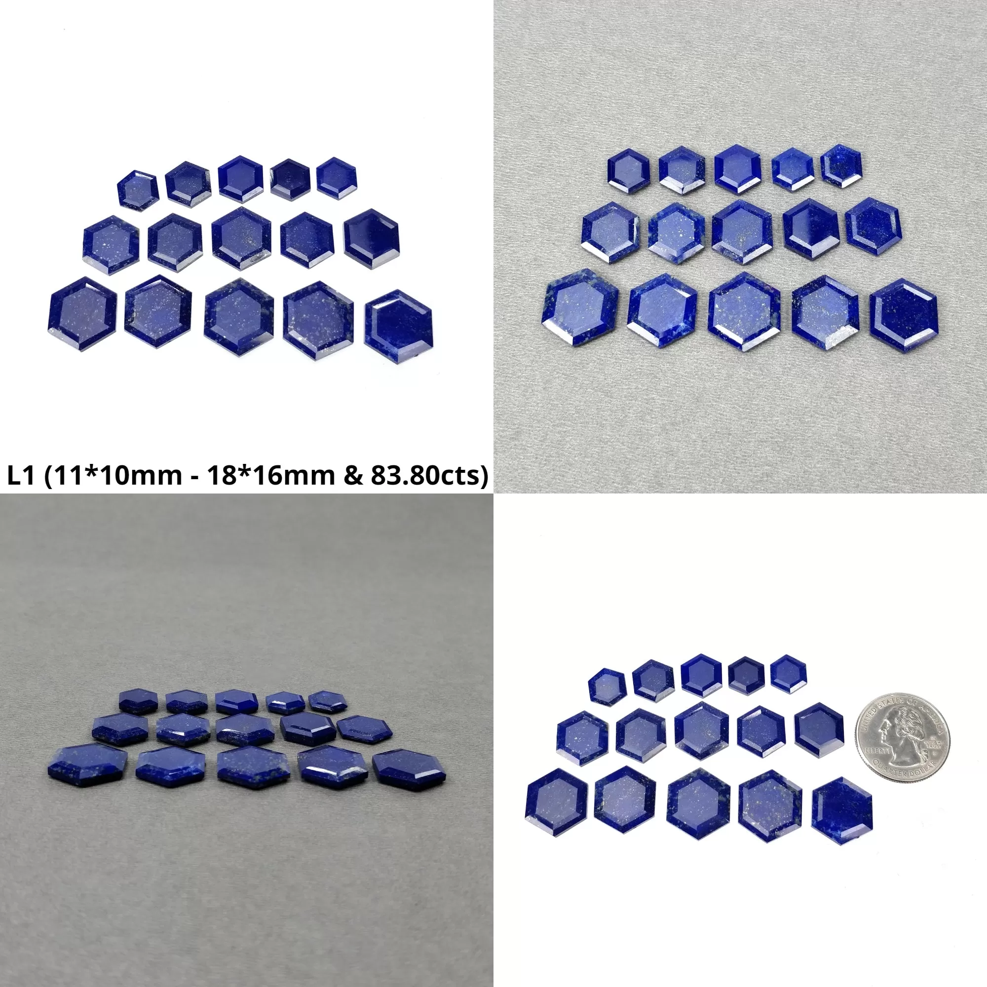 LAPIS LAZULI Gemstone Normal Cut : Natural Untreated Unheated Blue Lapis Hexagon Shape 15pcs & 20pcs lots