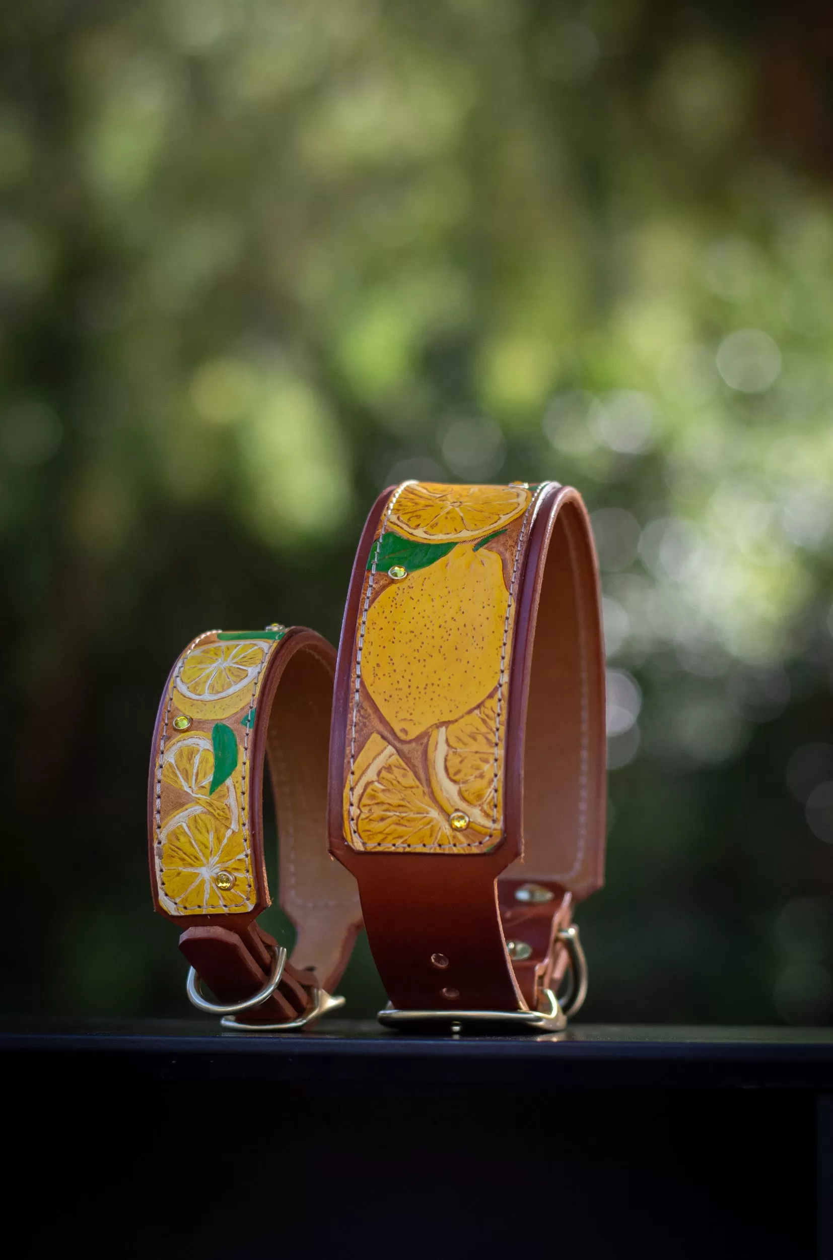 Lemon Leather Dog Collar