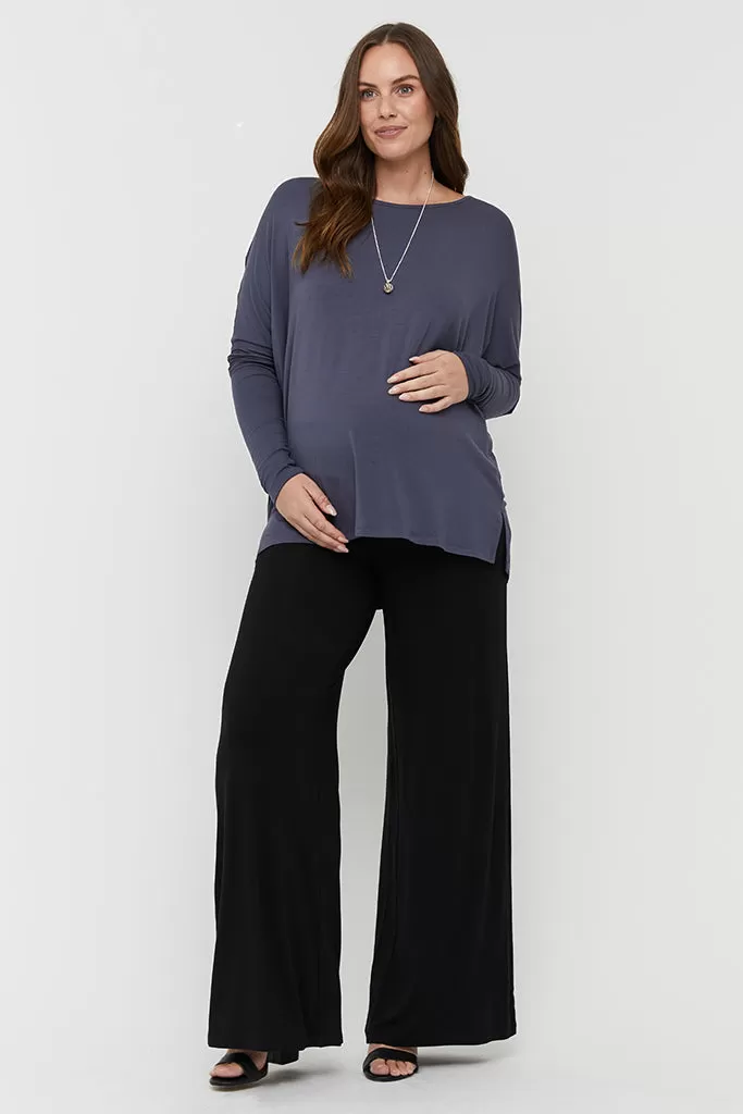 Liv Long Sleeve Slouch Top - Storm