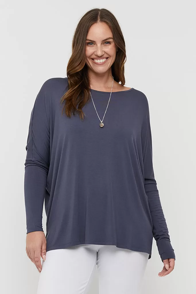 Liv Long Sleeve Slouch Top - Storm