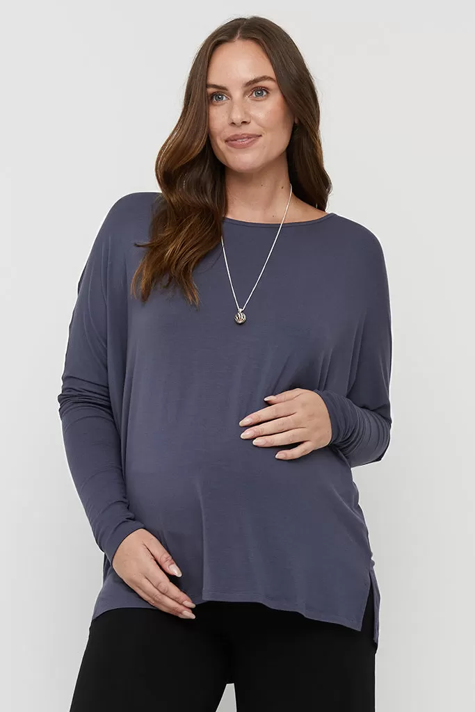 Liv Long Sleeve Slouch Top - Storm