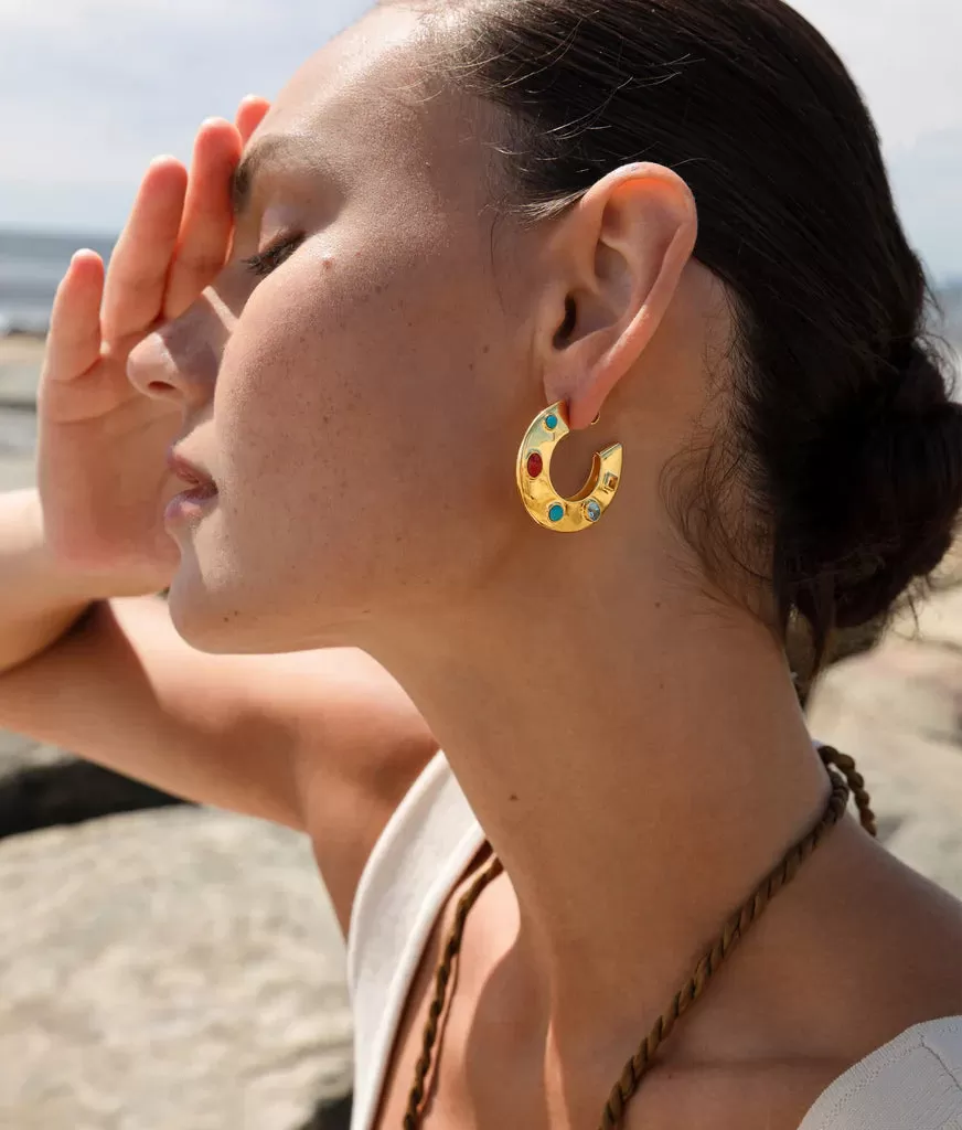 Lizzie Fortunato Saucer Hoops in Dotted Stone