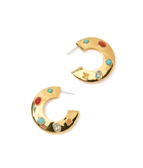 Lizzie Fortunato Saucer Hoops in Dotted Stone