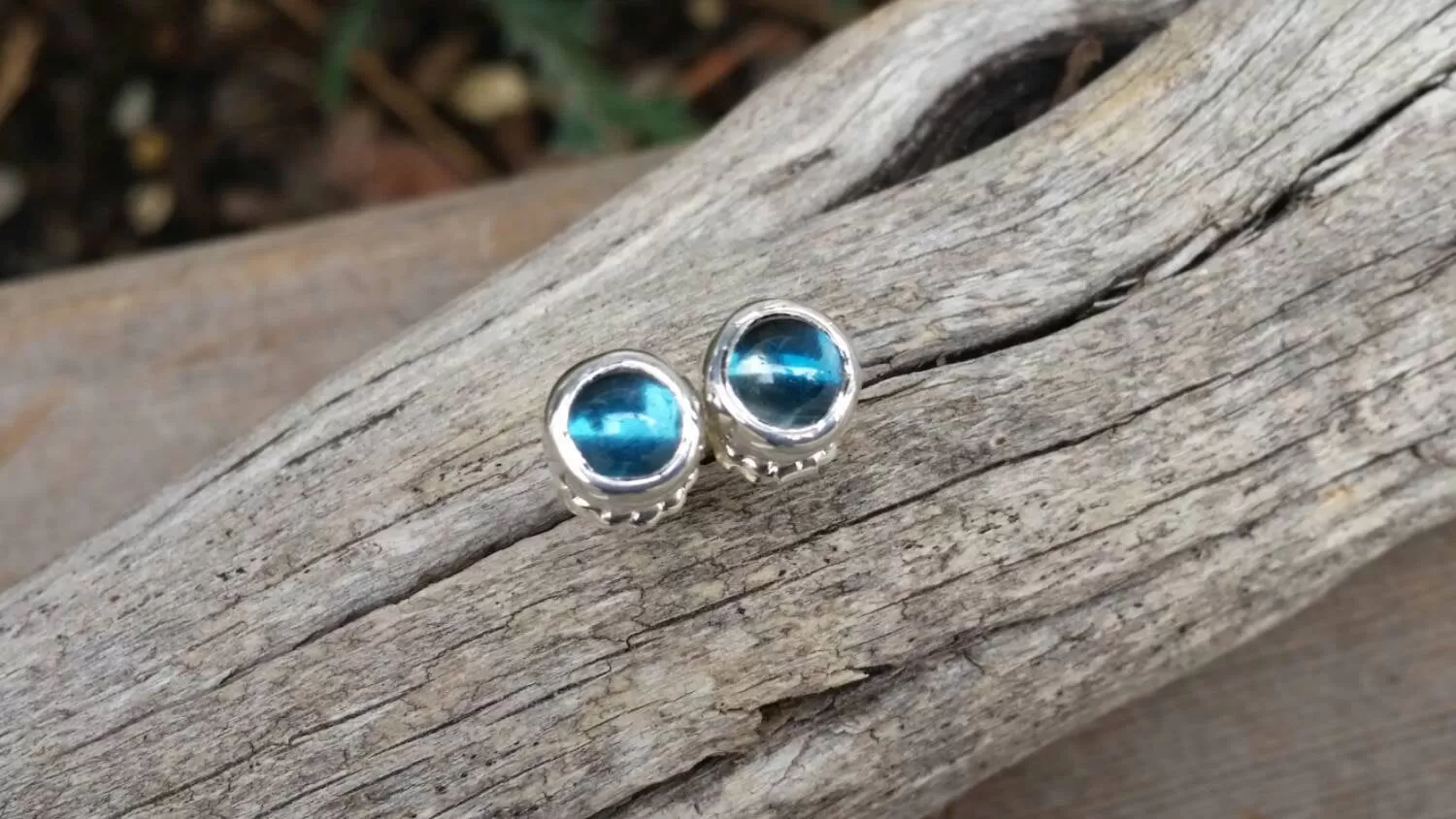 London Blue Topaz Stud Earrings In Sterling Silver - December Birthstone Jewelry