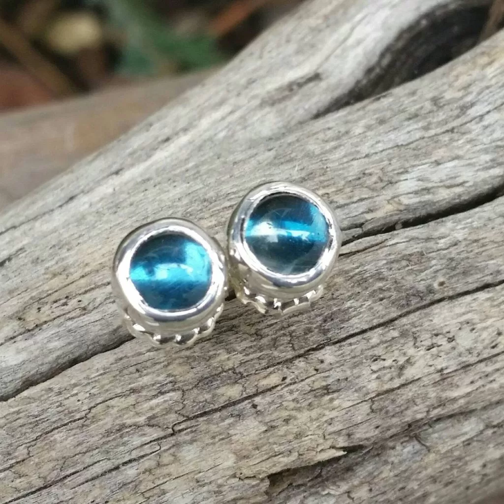 London Blue Topaz Stud Earrings In Sterling Silver - December Birthstone Jewelry