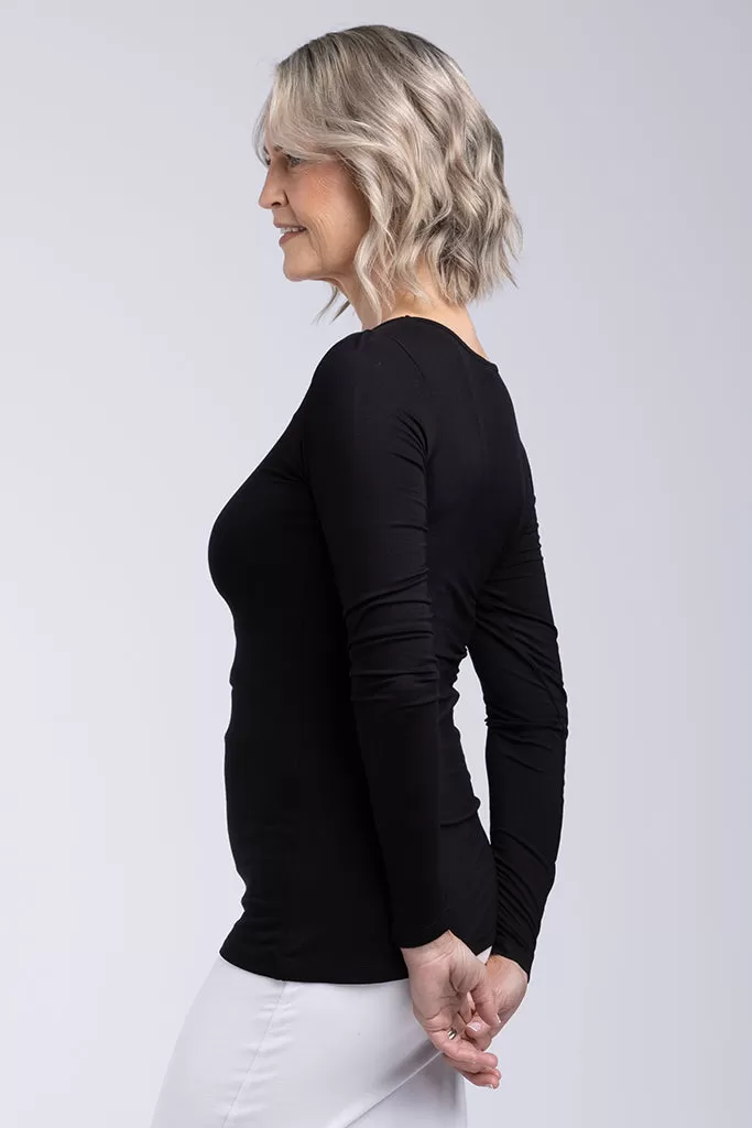 Long Sleeve V Neck - Black