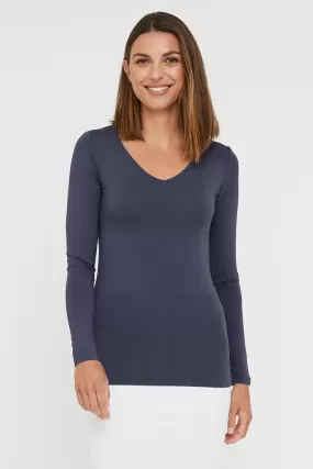 Long Sleeve V Neck - Storm