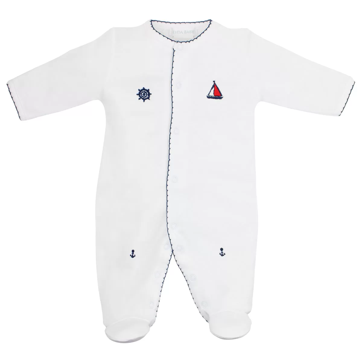 Marine Embroidery Footie | Baby Boy