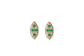 Marquise Emerald Leaf Studs