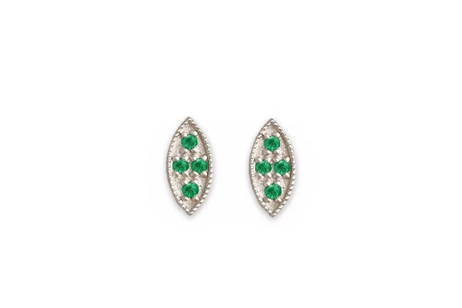 Marquise Emerald Leaf Studs