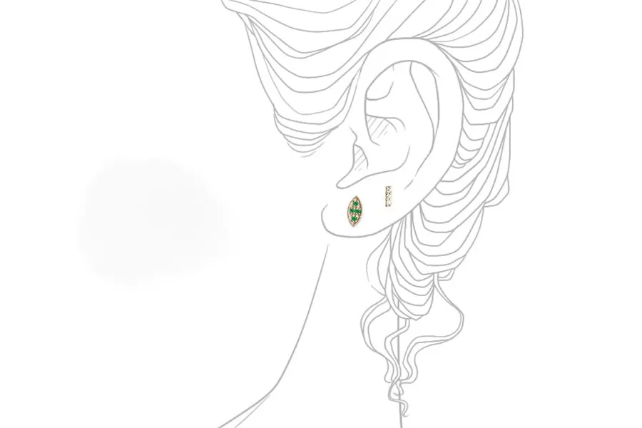 Marquise Emerald Leaf Studs