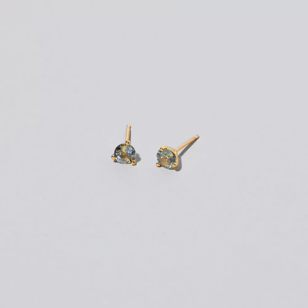 Martini Stud Earrings - Bicolor Yellow/Blue Sapphire