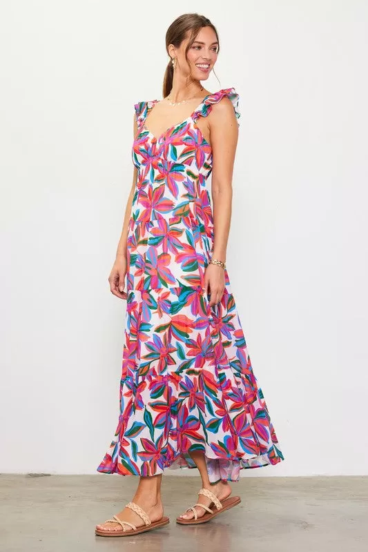 McKay Floral Ruffle Sleeve Maxi