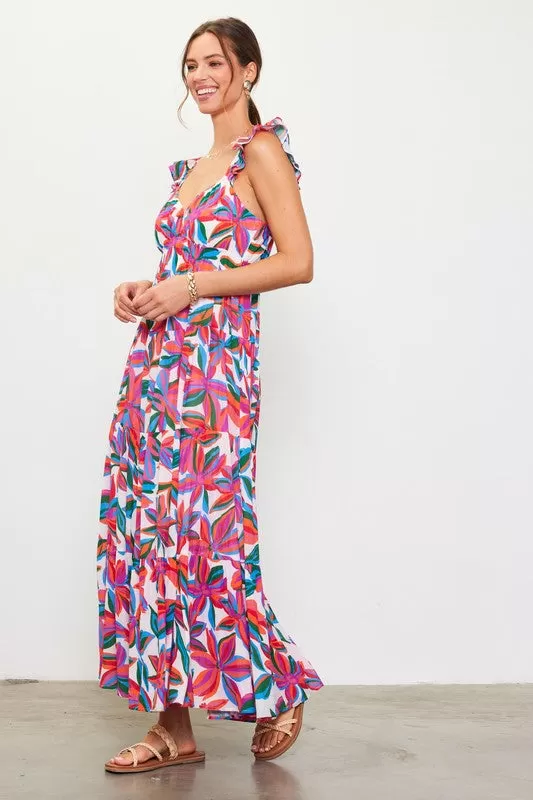 McKay Floral Ruffle Sleeve Maxi