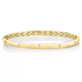 Memoire 18k Yellow Gold Gypsy Burnished Diamonds Bangle