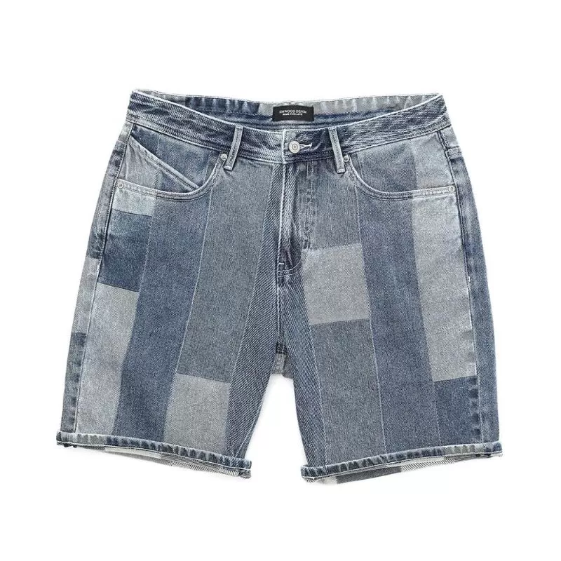 Men Patchwork Denim Shorts