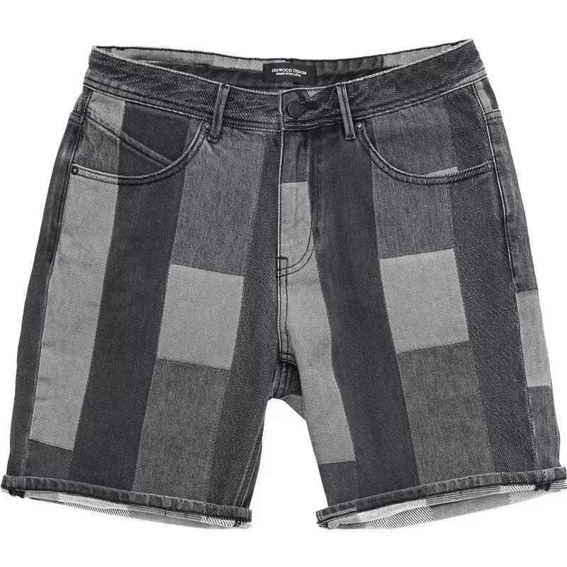 Men Patchwork Denim Shorts