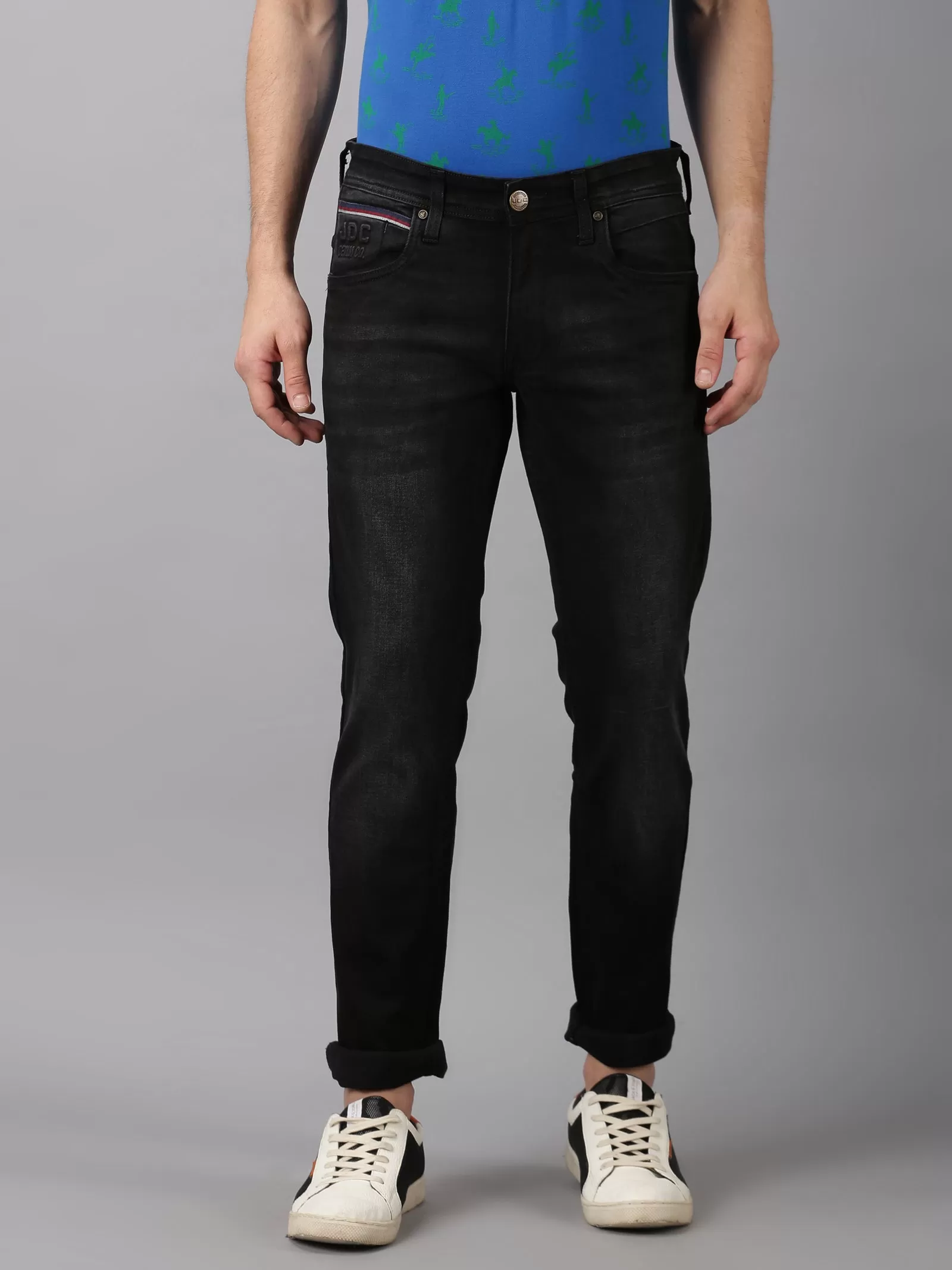 MEN'S BLACK FADED WASH SLIM FIT JEANS