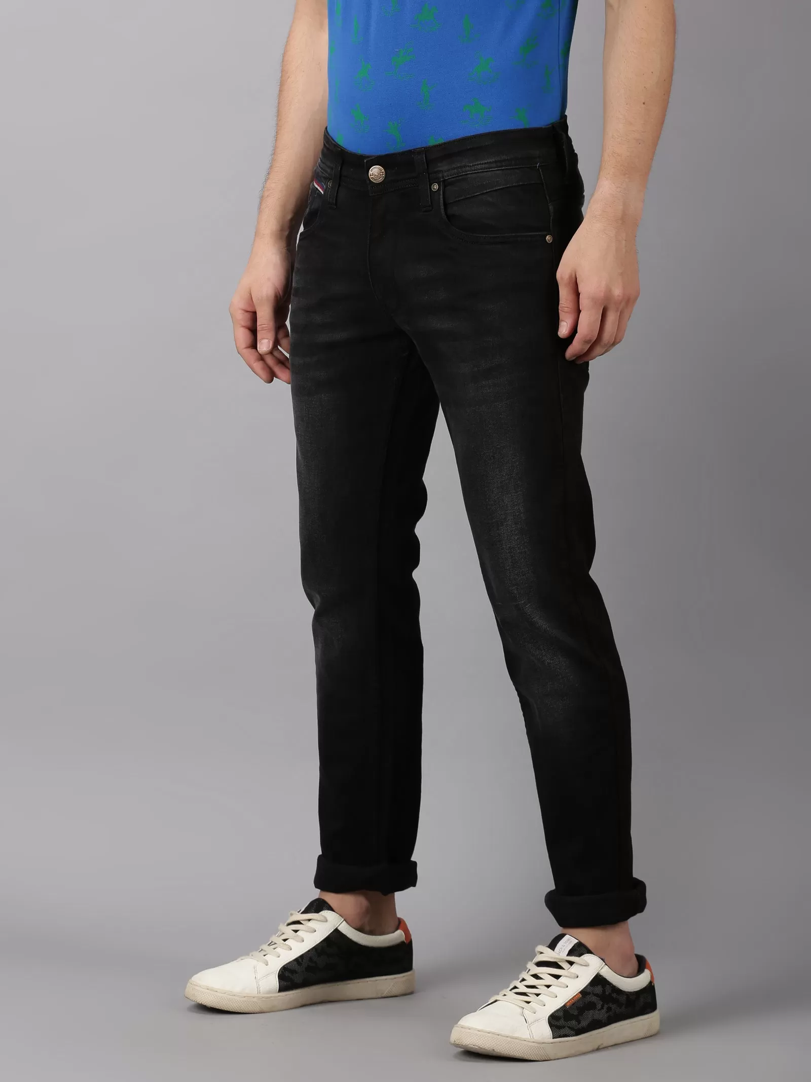 MEN'S BLACK FADED WASH SLIM FIT JEANS