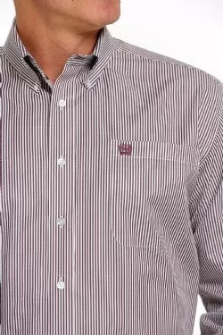 MEN'S CINCH STRIPE BUTTON-DOWN WESTERN SHIRT - WHITE / PURPLE