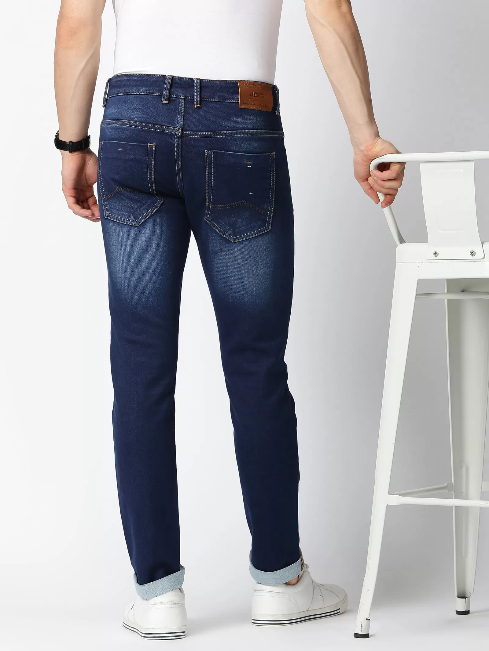 MEN'S DARK BLUE SOLID JASON FIT JEANS