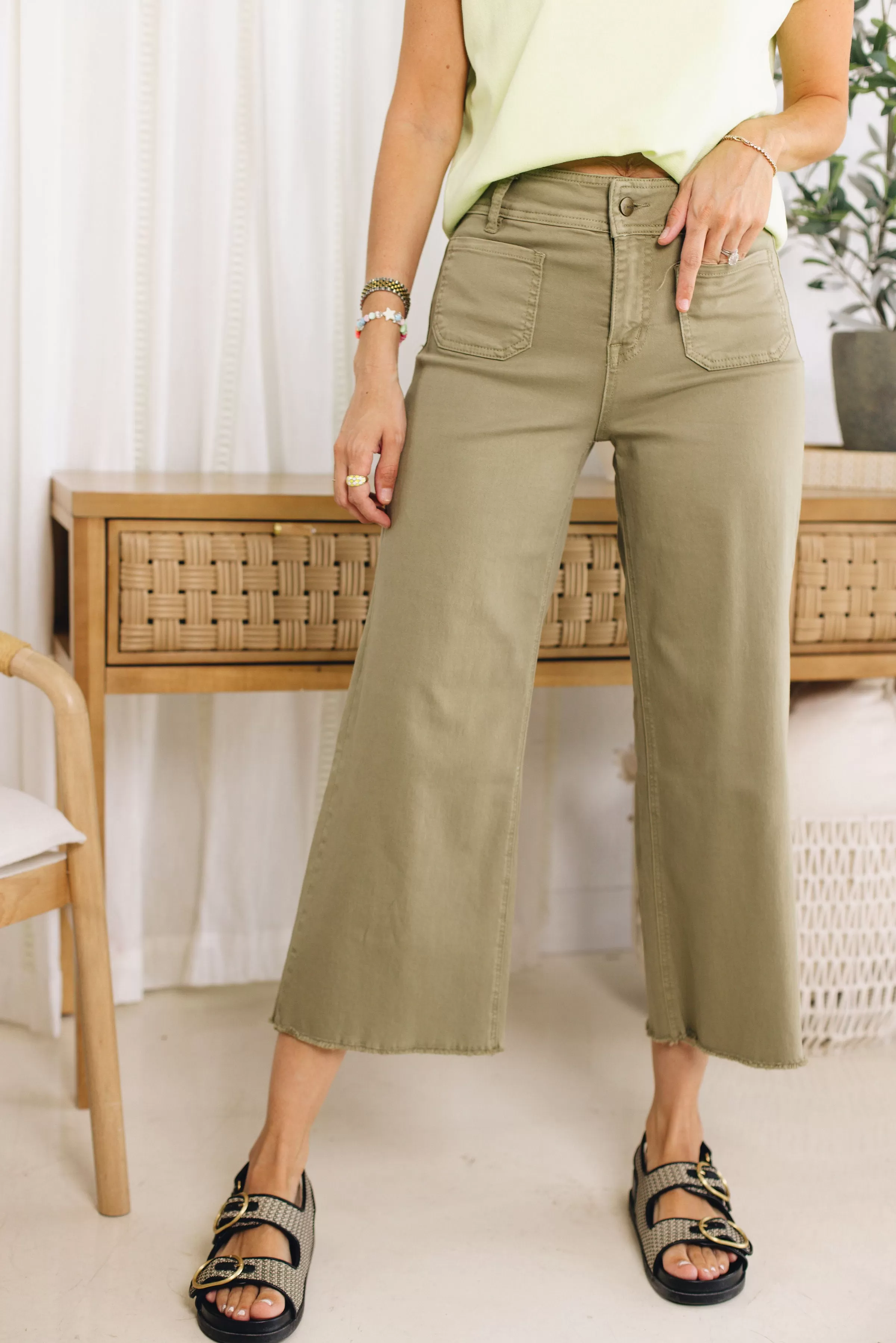 Mica Denim - The GOAT Olive Wide Leg Crop Jeans (0-22W)