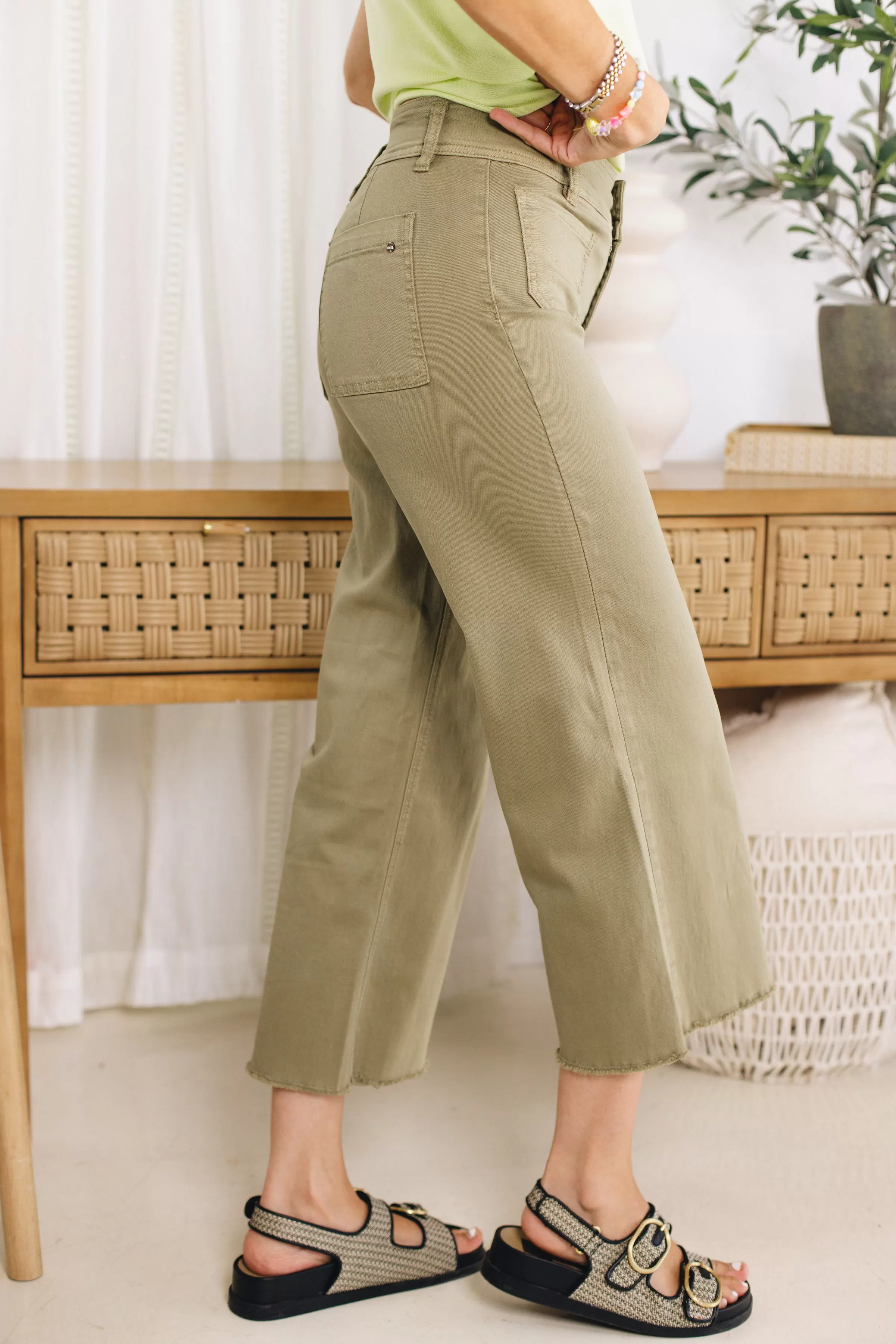 Mica Denim - The GOAT Olive Wide Leg Crop Jeans (0-22W)