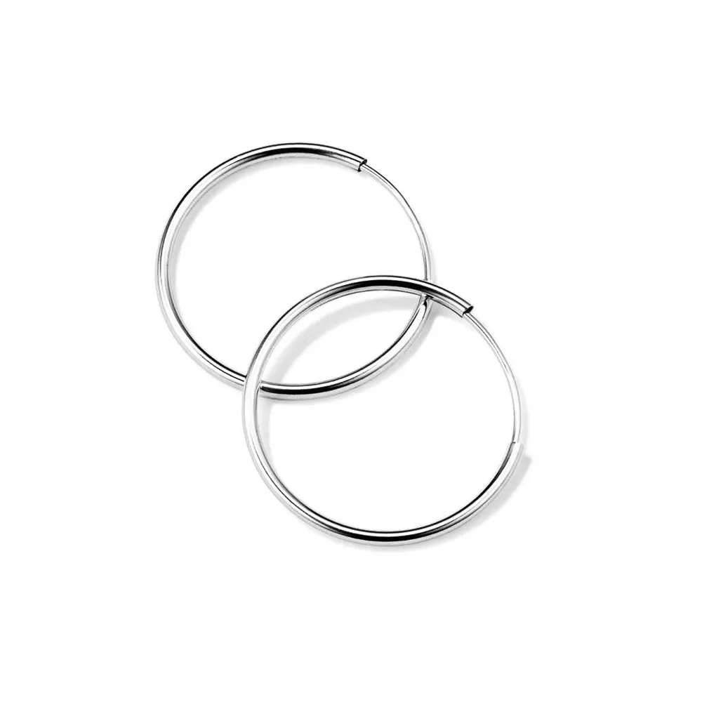 Minimalist Simple Round Tube Medium Hoop Earrings