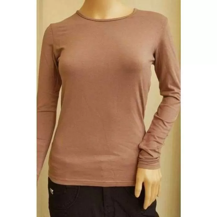 Mocha Long Sleeve Cotton Top