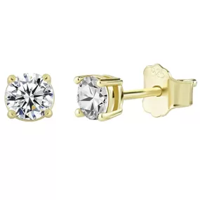 Moissanite Diamond Stud Earrings in Yellow Gold