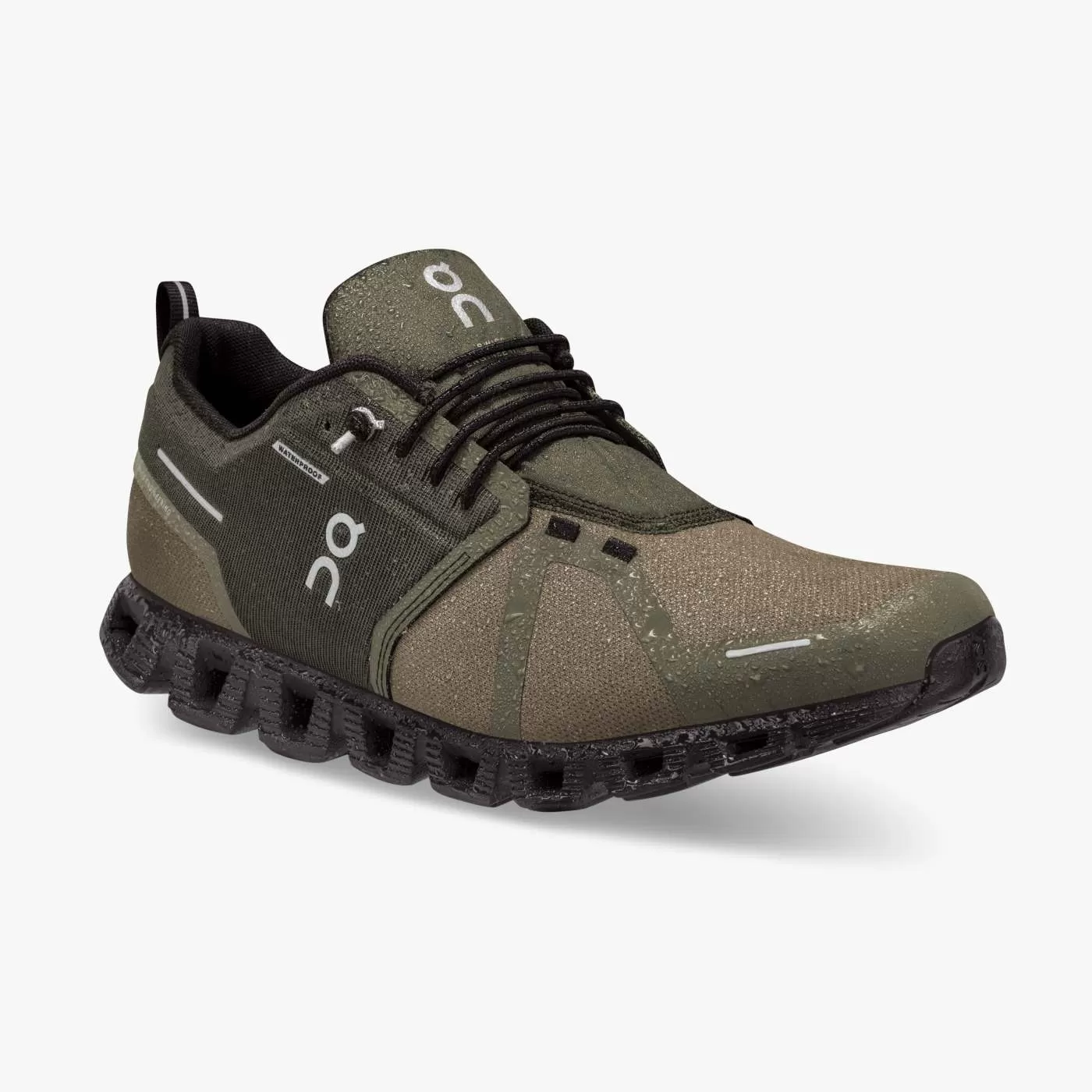 On Running Men's Cloud 5 Waterproof Shoes - Olive / Black