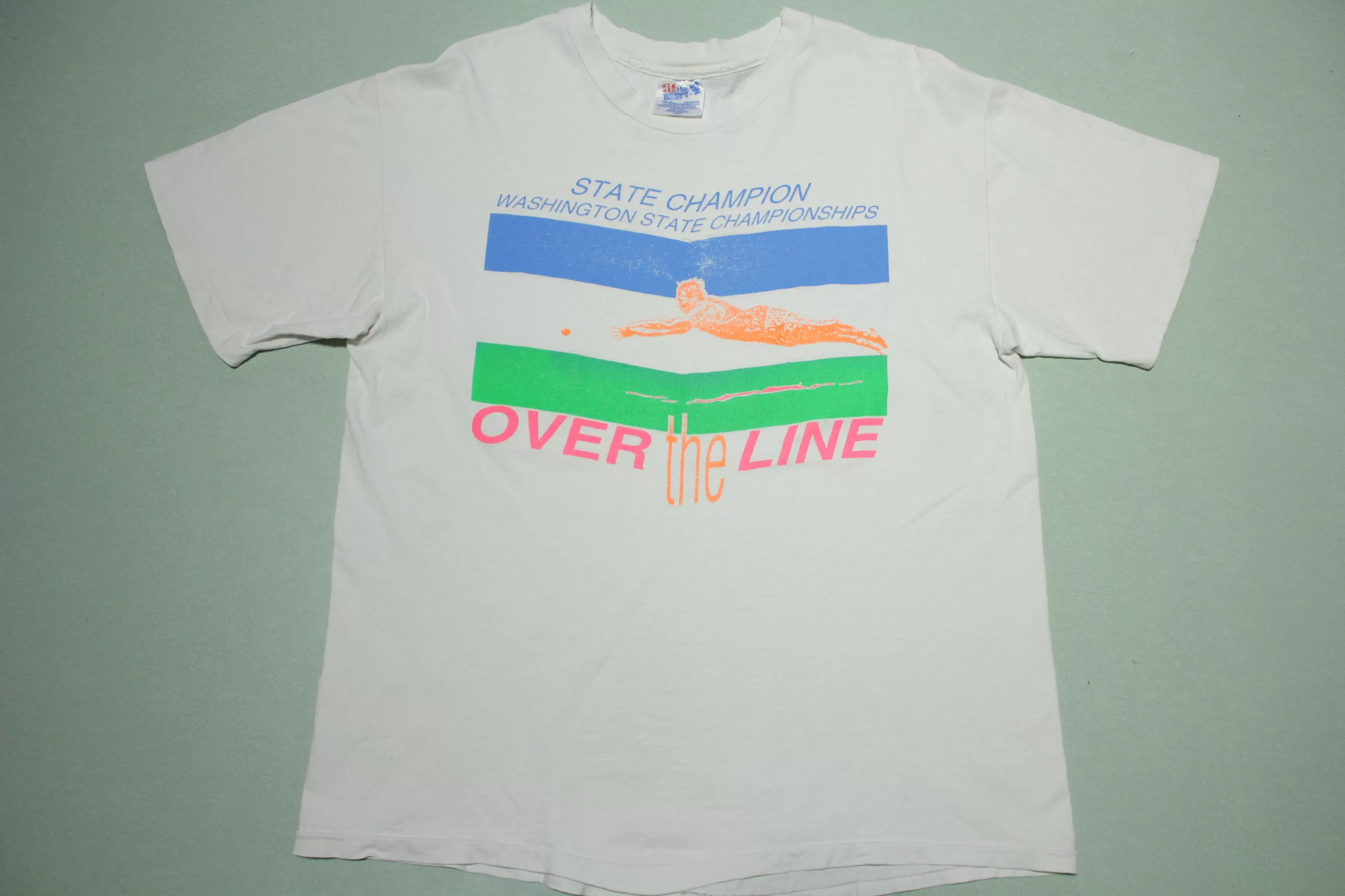 Over The Line Washington State Champions Vintage 80's Hanes Made in USA T-Shirt