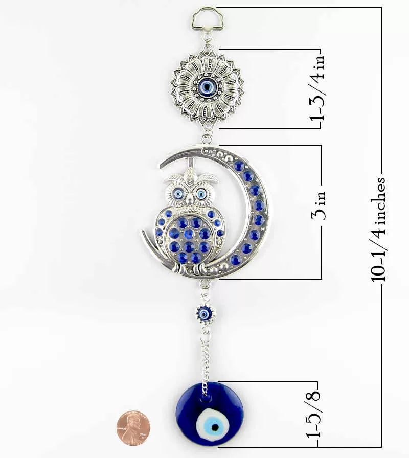 Owl and Crescent Moon Evil Eye Wall Hanging