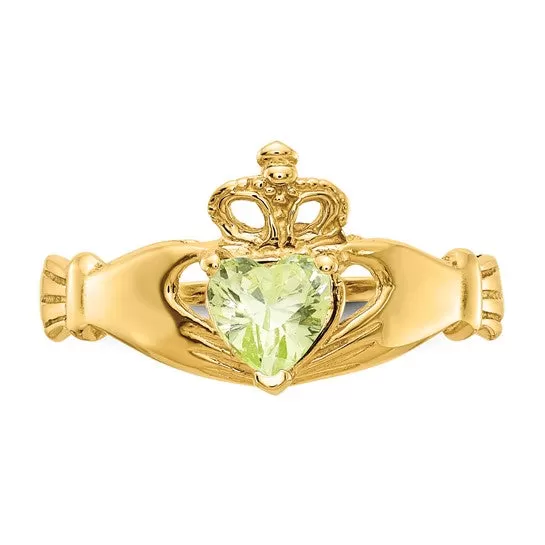 Peridot Claddagh Ring - August